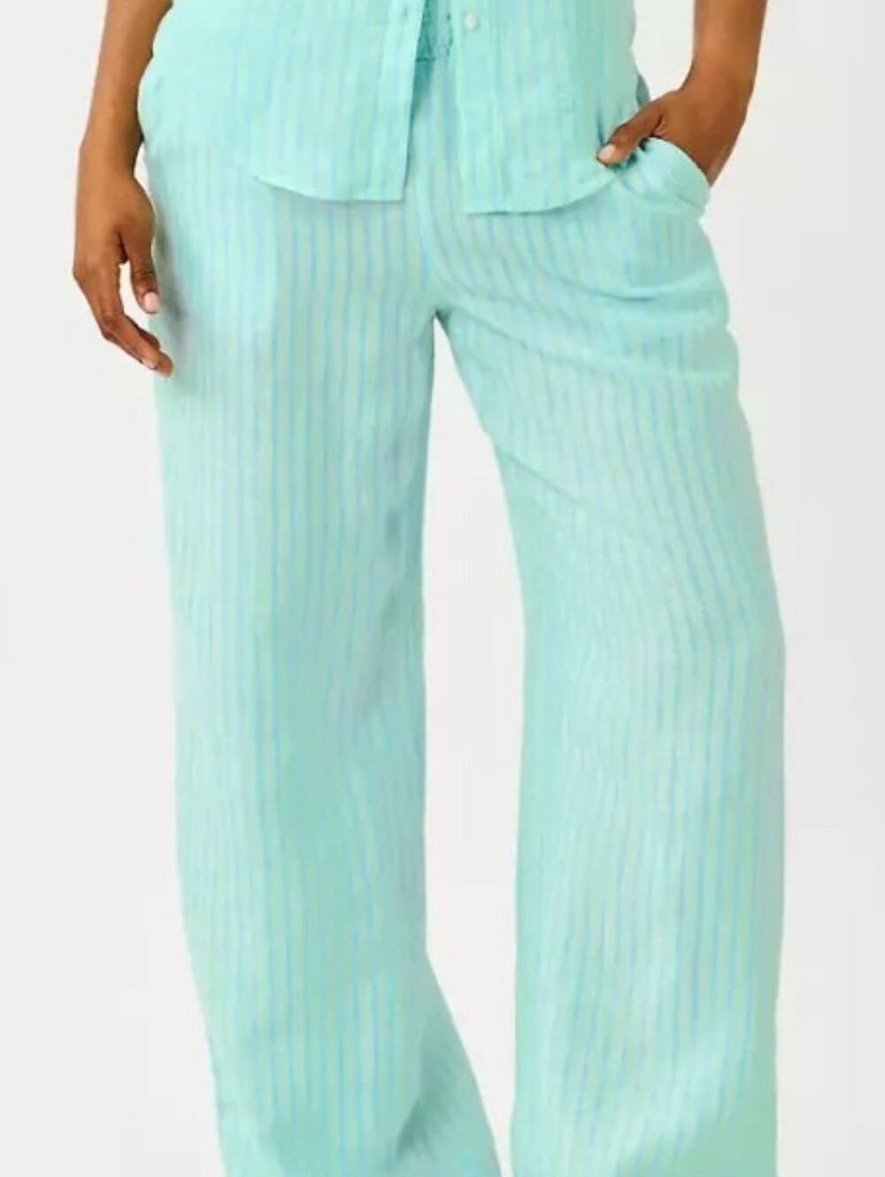 Lilly Pulitzer Light Aqua Striped Wide-Leg Pants